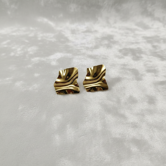 Wavy-Textured Anti Tarnish Earrings