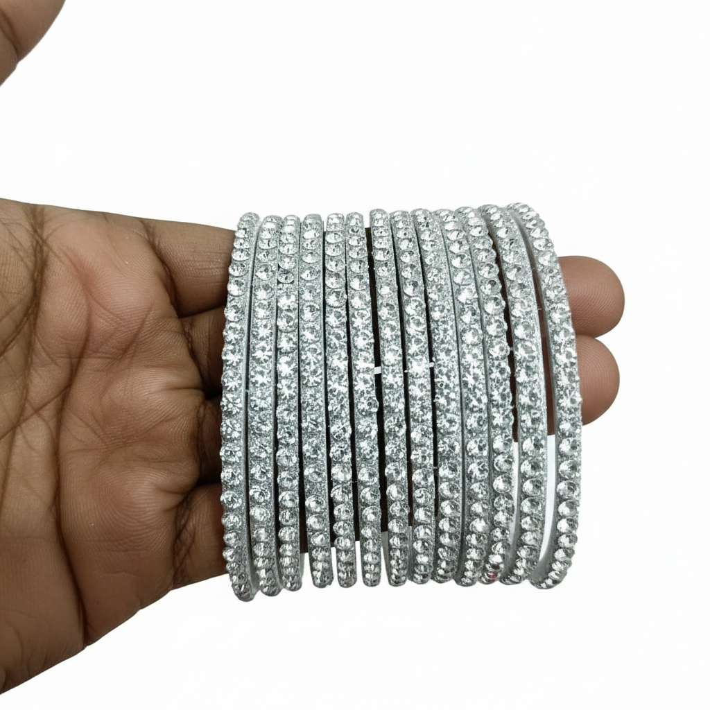 Silver-Colored 12 Bangles