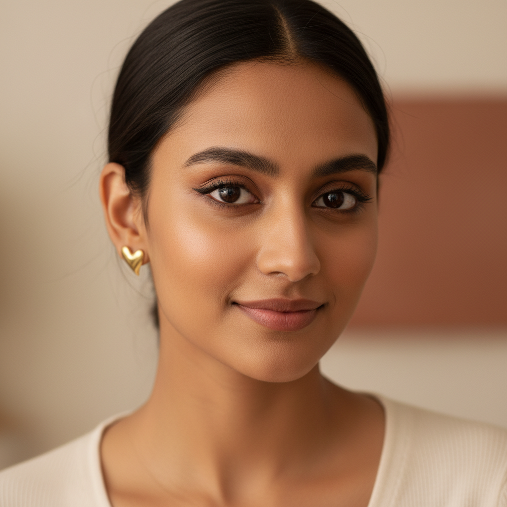 Heart-Shaped Stud Earrings