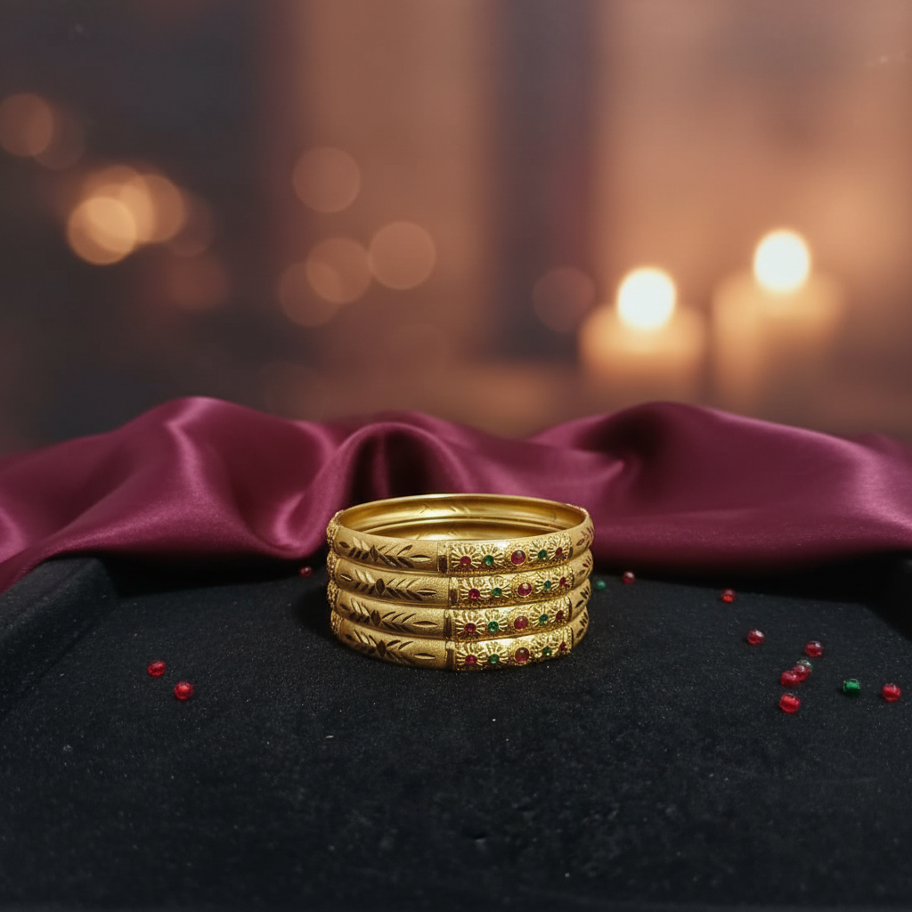 Four Gold-Colored Bangles