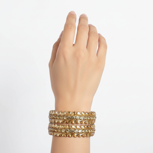 Shimmering Amber-Colored Stone Bangles