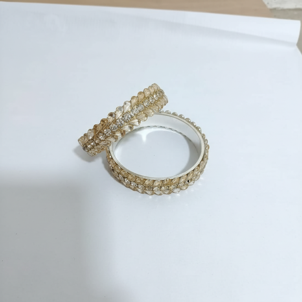 Shimmering Amber-Colored Stone Bangles