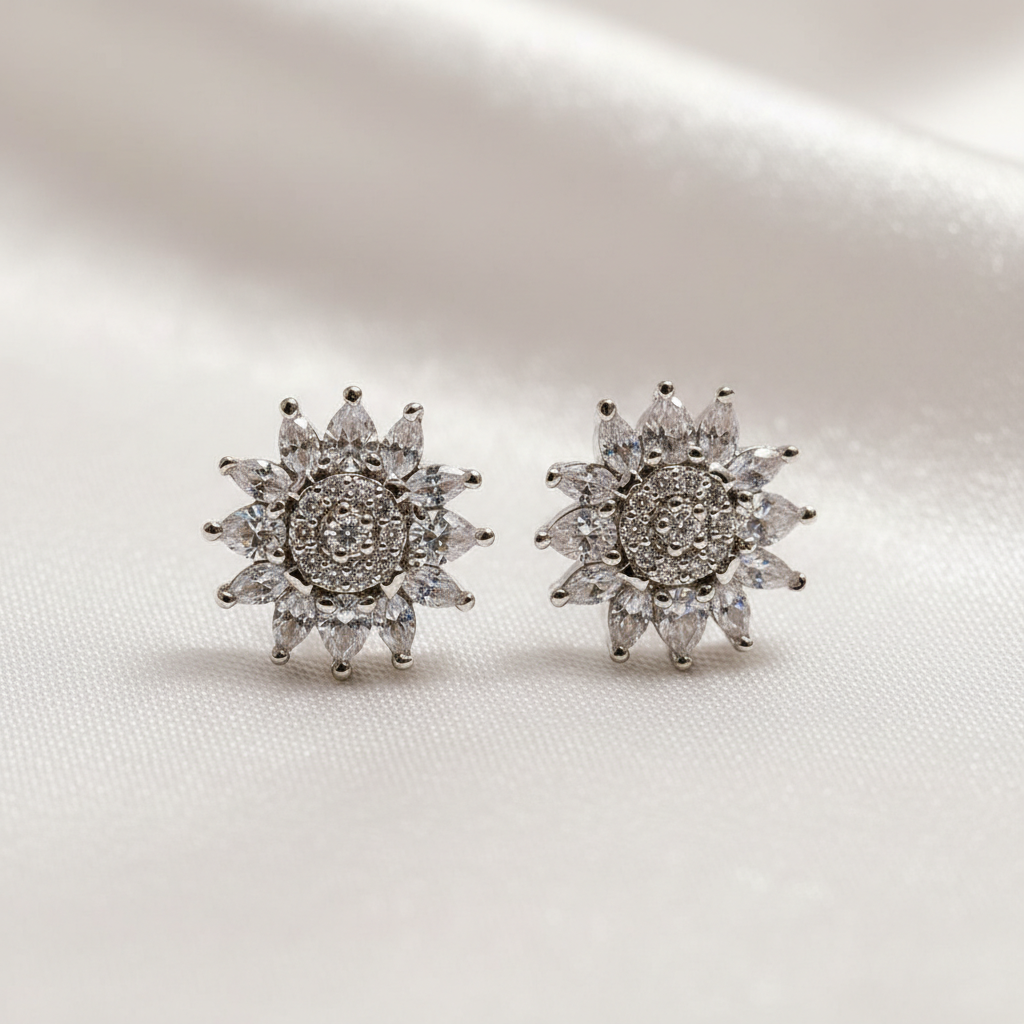 Premium Silver-Toned Stud Earrings