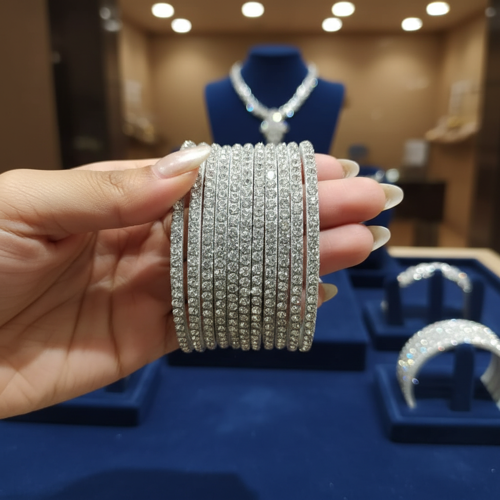 Silver-Colored 12 Bangles