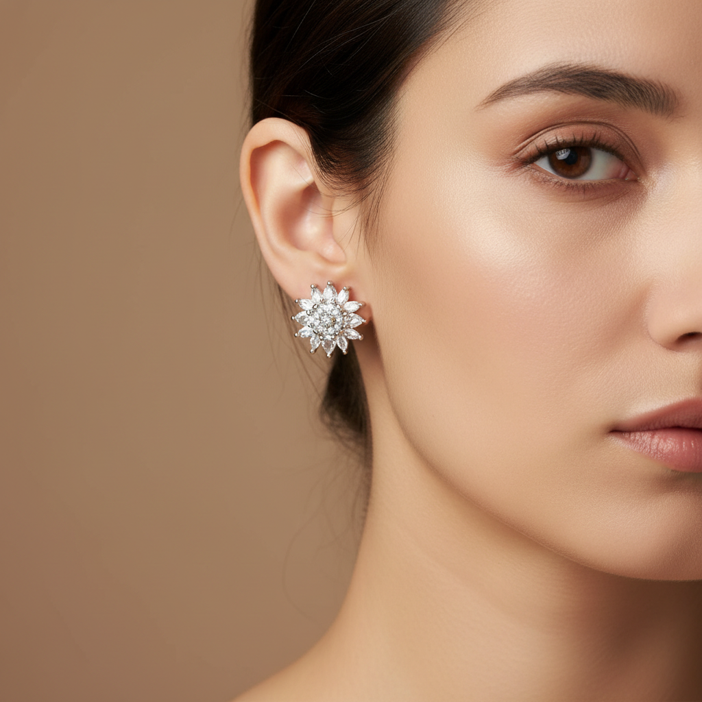 Premium Silver-Toned Stud Earrings