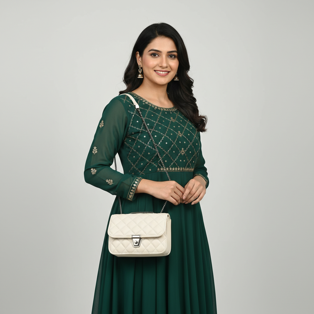 Diamond-Quilted Pattern Hangbag